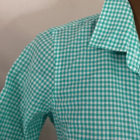 J Crew factory Gingham button down shirt green and white size XS - Picture 7 of 14